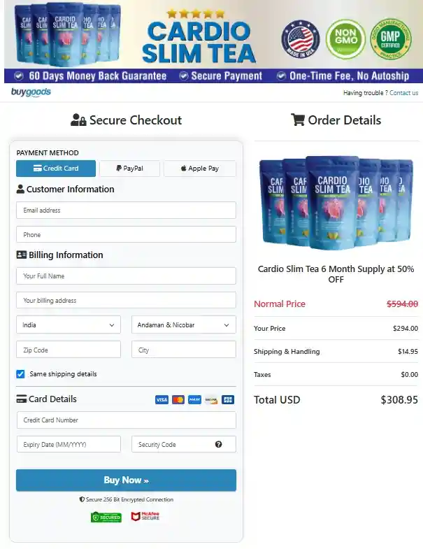 Cardio Slim Tea Order Page